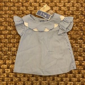 NWT Jacadi Baby Top with Scalloped Collar - Size 3M